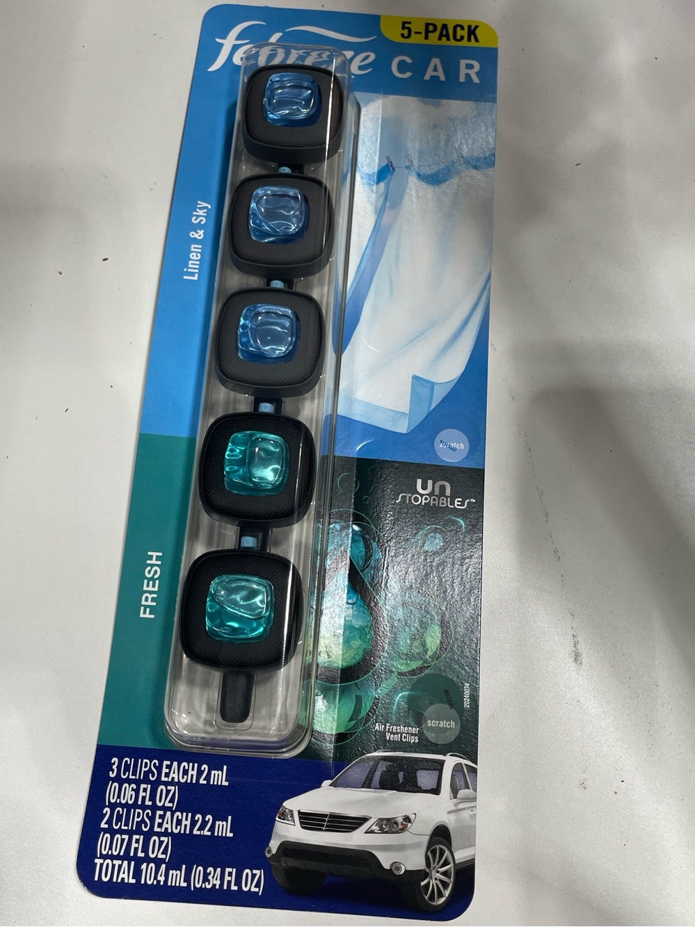 Febreze Car Vent Clip Air Fresheners - Blue & Teal (5-Pack)